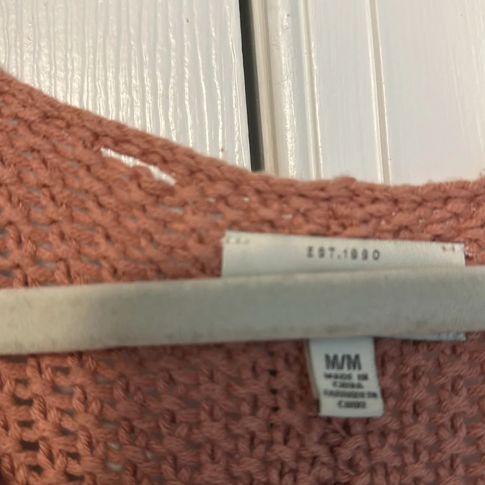 Lucky Brand Dusty Rose Pink Chunky Textured Knit V Neck Sweater Size M